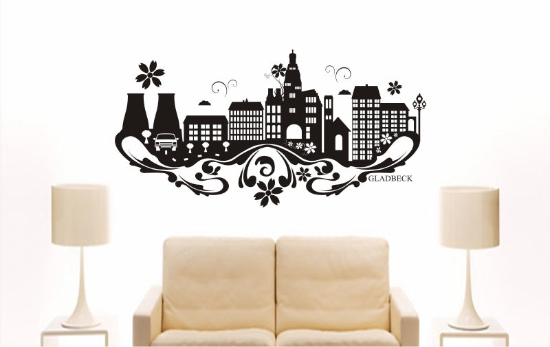 WANDTATTOO e776 Skyline Stadt - Gladbeck (Deutschland) Design 3