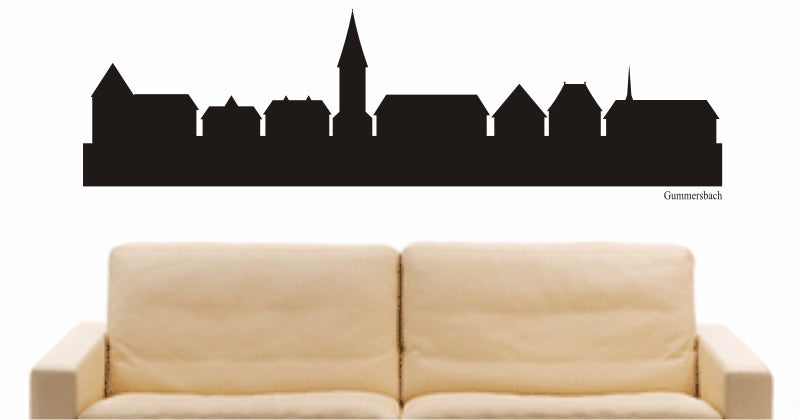 WANDTATTOO e782 Skyline Stadt - Gummersbach (Deutschland) Design 1