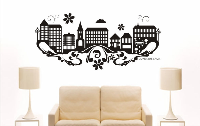 WANDTATTOO e782 Skyline Stadt - Gummersbach (Deutschland) Design 3