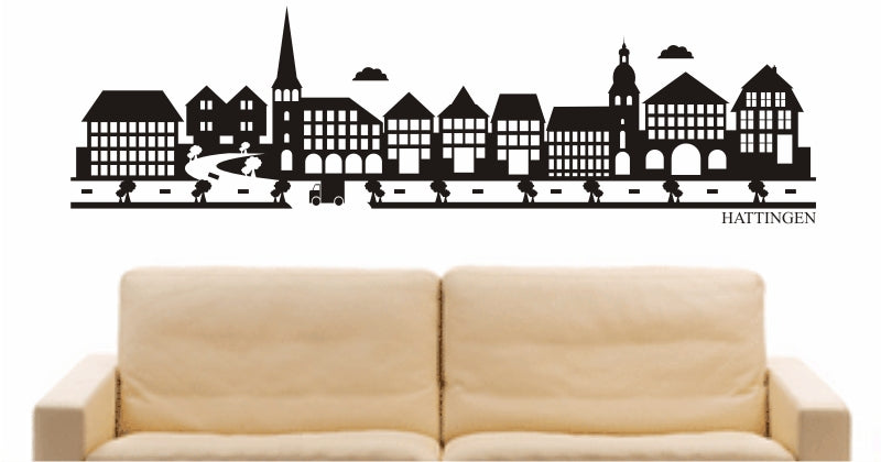 WANDTATTOO e791 Skyline Stadt - Hattingen (Deutschland) Design 2