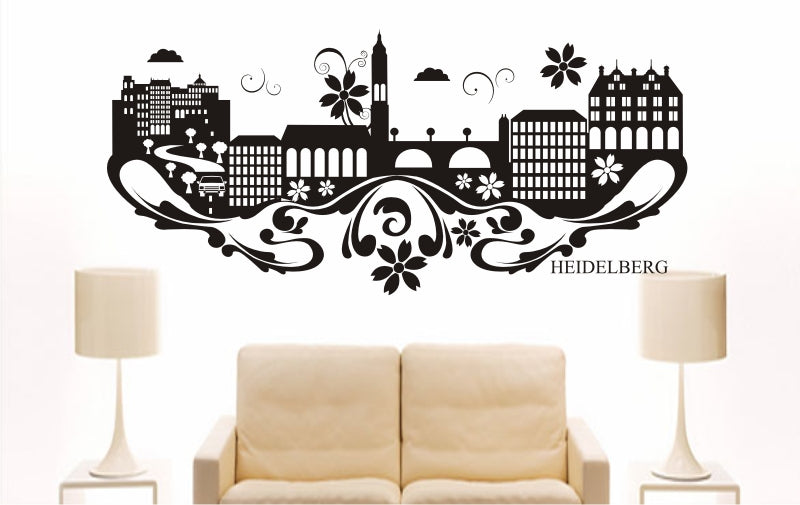 WANDTATTOO e792 Skyline Stadt - Heidelberg (Deutschland) Design 3
