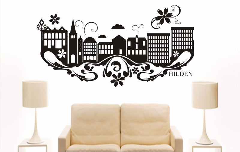 WANDTATTOO e799 Skyline Stadt - Hilden (Deutschland) Design 3
