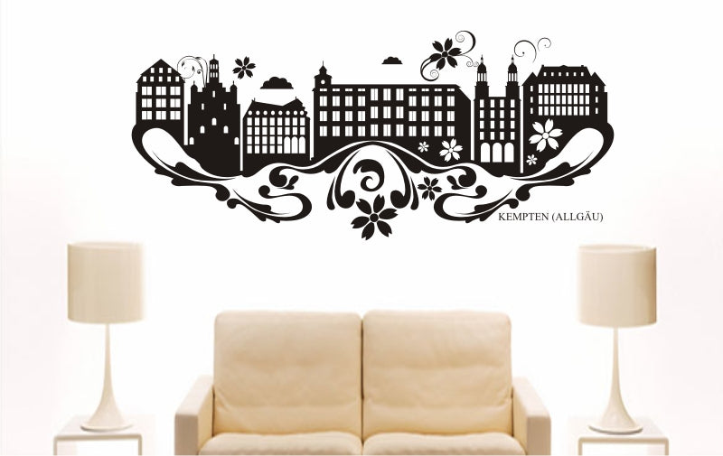 WANDTATTOO e809 Skyline Stadt - Kempten (Deutschland) Design 3