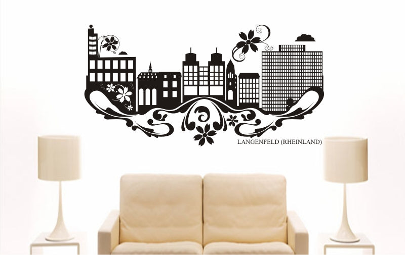 WANDTATTOO e818 Skyline Stadt - Langenfeld (Deutschland) Design 3