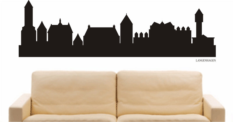 WANDTATTOO e819 Skyline Stadt - Langenhagen (Deutschland) Design 1