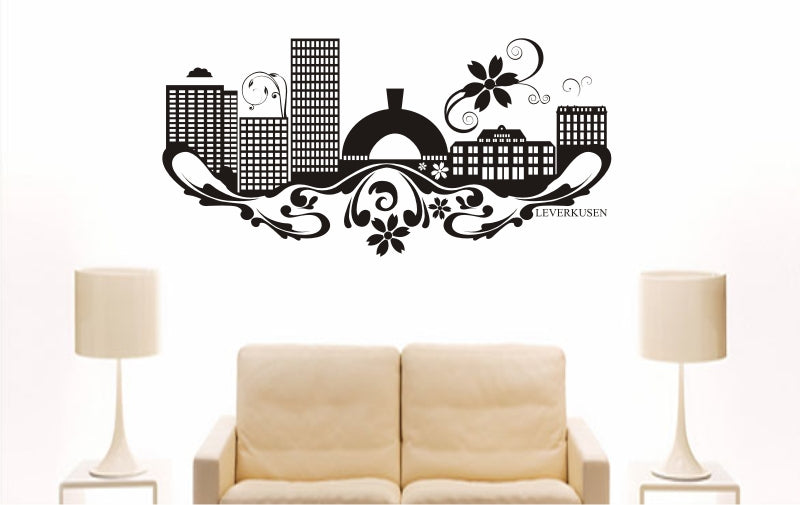 WANDTATTOO e821 Skyline Stadt - Leverkusen (Deutschland) Design 3