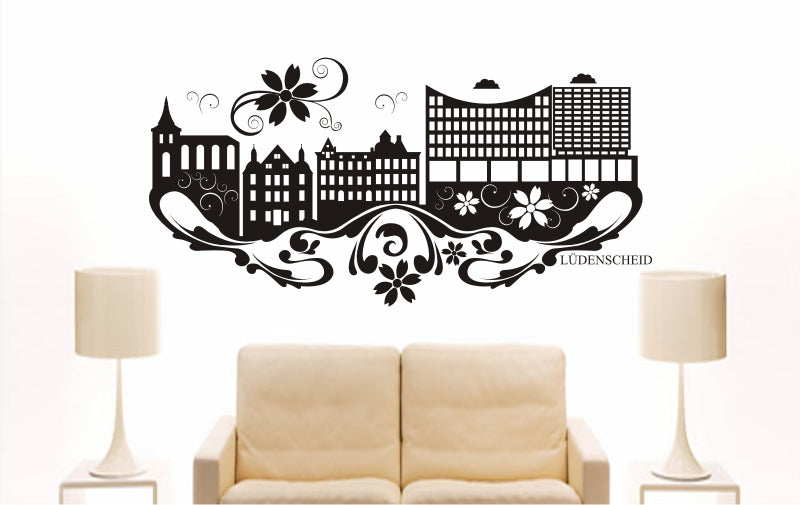 WANDTATTOO e826 Skyline Stadt - Lüdenscheid (Deutschland) Design 3