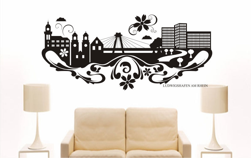 WANDTATTOO e828 Skyline Stadt - Ludwigshafen am Rhein (Deutschland) Design 3