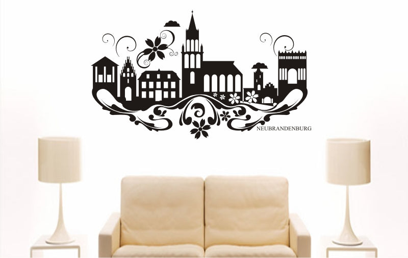 WANDTATTOO e844 Skyline Stadt - Neubrandenburg (Deutschland) Design 3