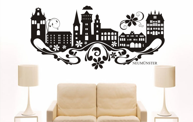 WANDTATTOO e845 Skyline Stadt - Neumünster (Deutschland) Design 3