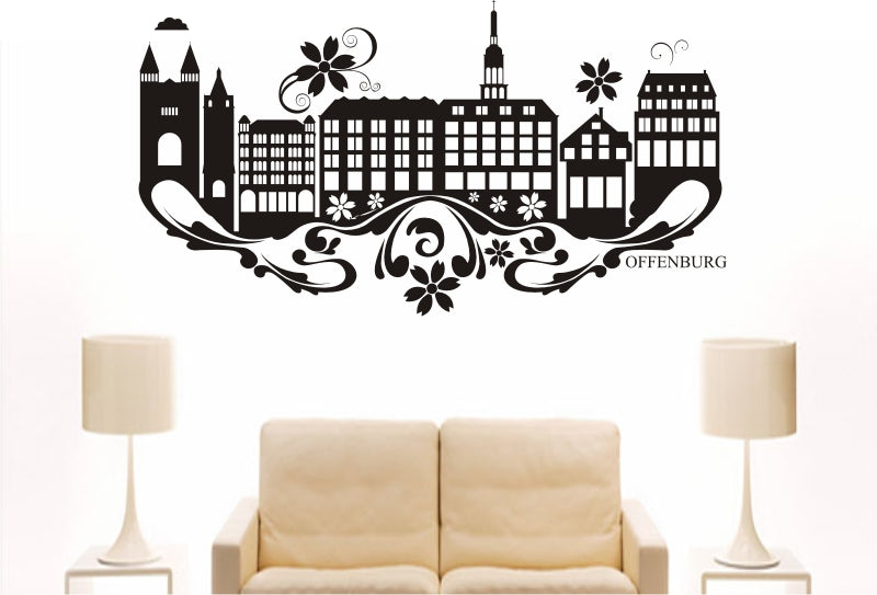 WANDTATTOO e855 Skyline Stadt - Offenburg (Deutschland) Design 3