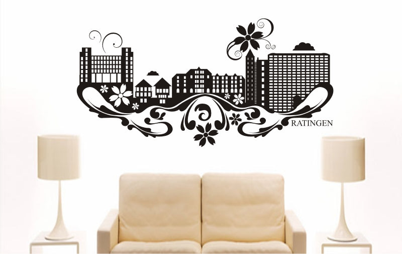 WANDTATTOO e865 Skyline Stadt - Ratingen (Deutschland) Design 3
