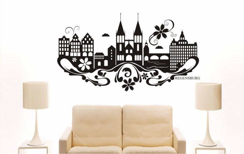 WANDTATTOO e868 Skyline Stadt - Regensburg (Deutschland) Design 3