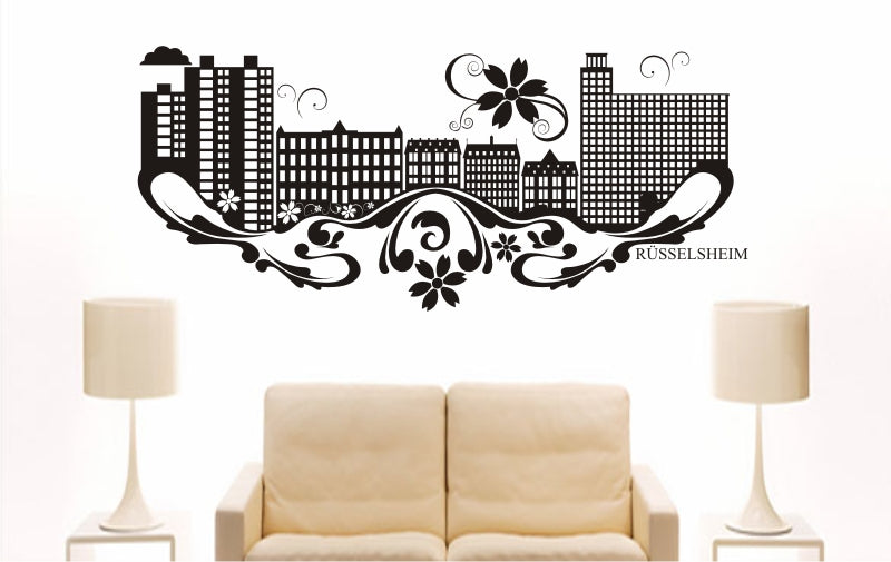WANDTATTOO e874 Skyline Stadt - Rüsselsheim (Deutschland) Design 3