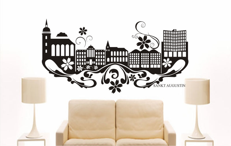 WANDTATTOO e877 Skyline Stadt - Sankt Augustin (Deutschland) Design 3