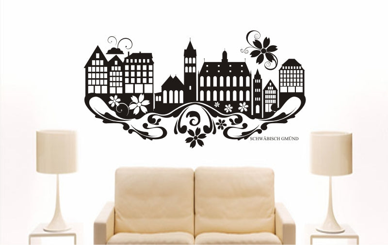 WANDTATTOO e878 Skyline Stadt - Schwäbisch Gmünd (Deutschland) Design 3