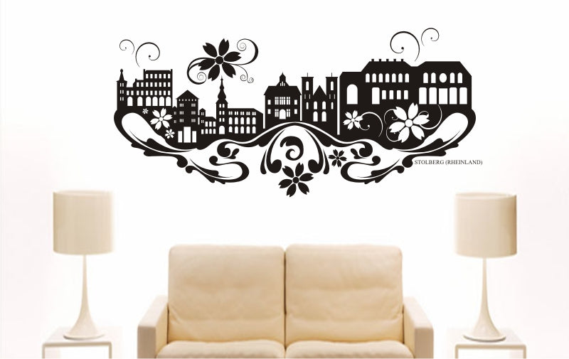 WANDTATTOO e887 Skyline Stadt - Stolberg (Deutschland) Design 3