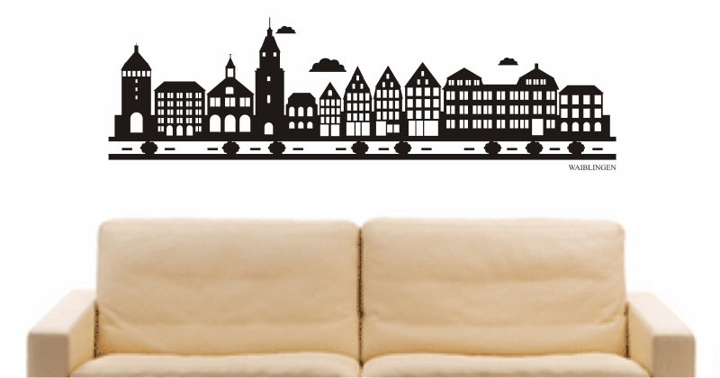 WANDTATTOO e898 Skyline Stadt - Waiblingen (Deutschland) Design 2