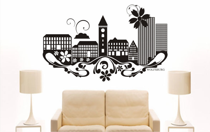 WANDTATTOO e908 Skyline Stadt - Wolfsburg (Deutschland) Design 3
