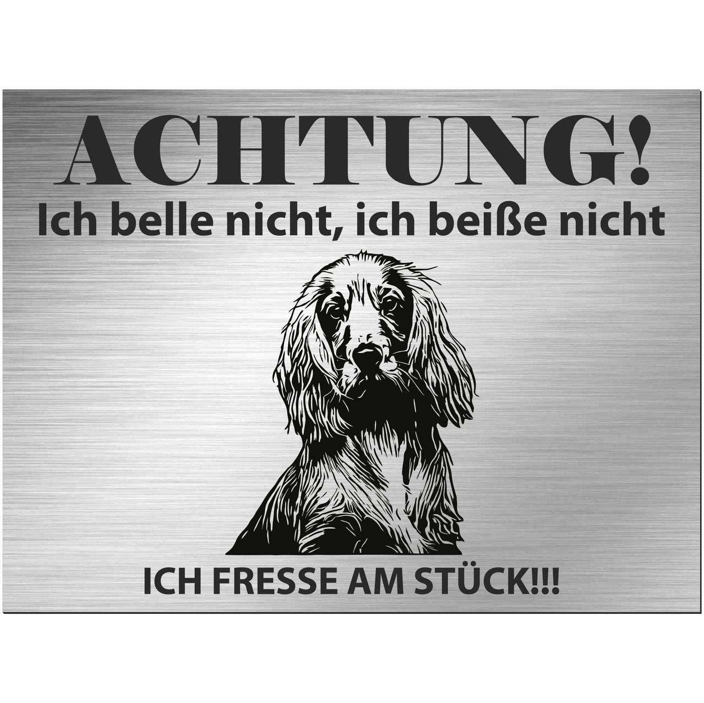 Englisch Cocker Spaniel - Schild bedruckt - Alu-Dibond Edelstahl Look