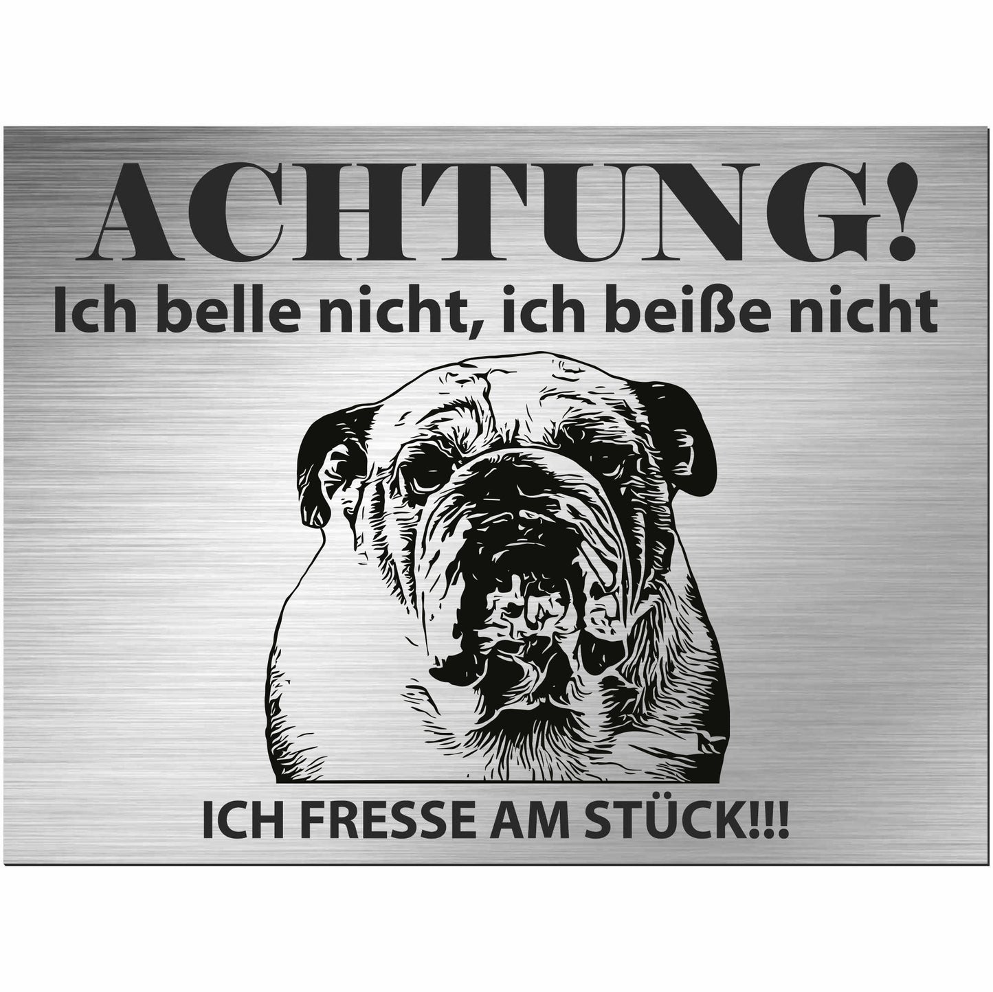 Französische Bulldogge - Schild bedruckt - Alu-Dibond Edelstahl Look
