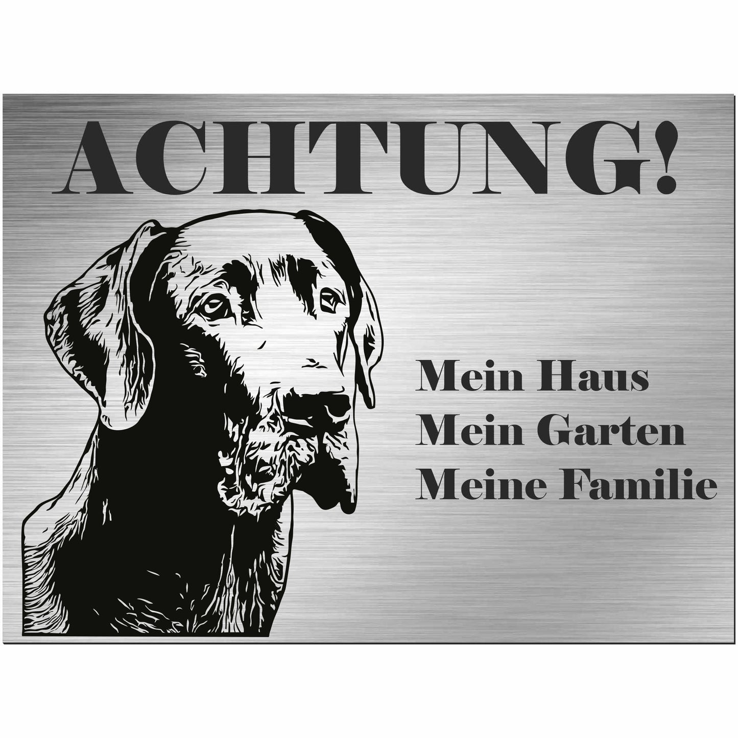 Deutsche Dogge - Schild bedruckt - Alu-Dibond Edelstahl Look