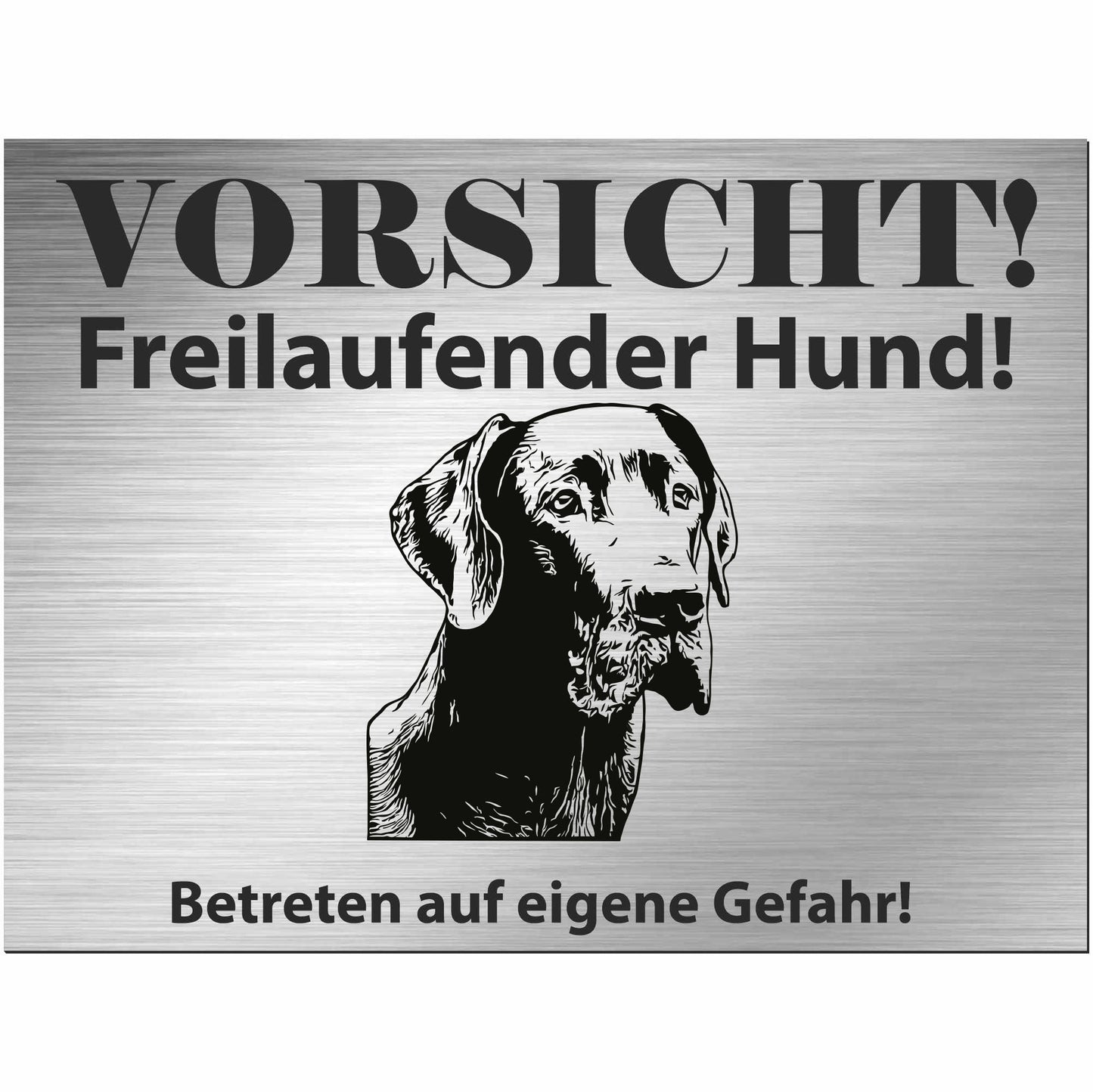 Deutsche Dogge - Schild bedruckt - Alu-Dibond Edelstahl Look