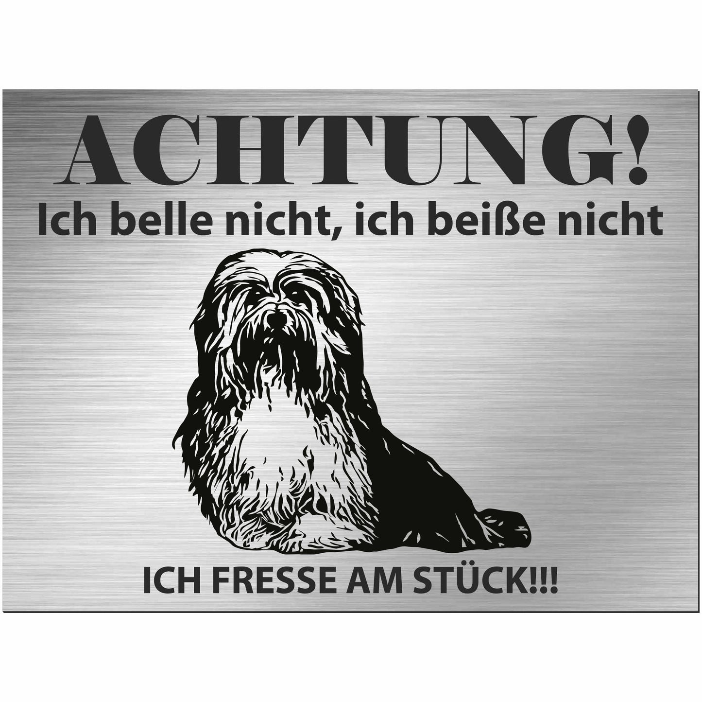 Havaneser - Schild bedruckt - Alu-Dibond Edelstahl Look