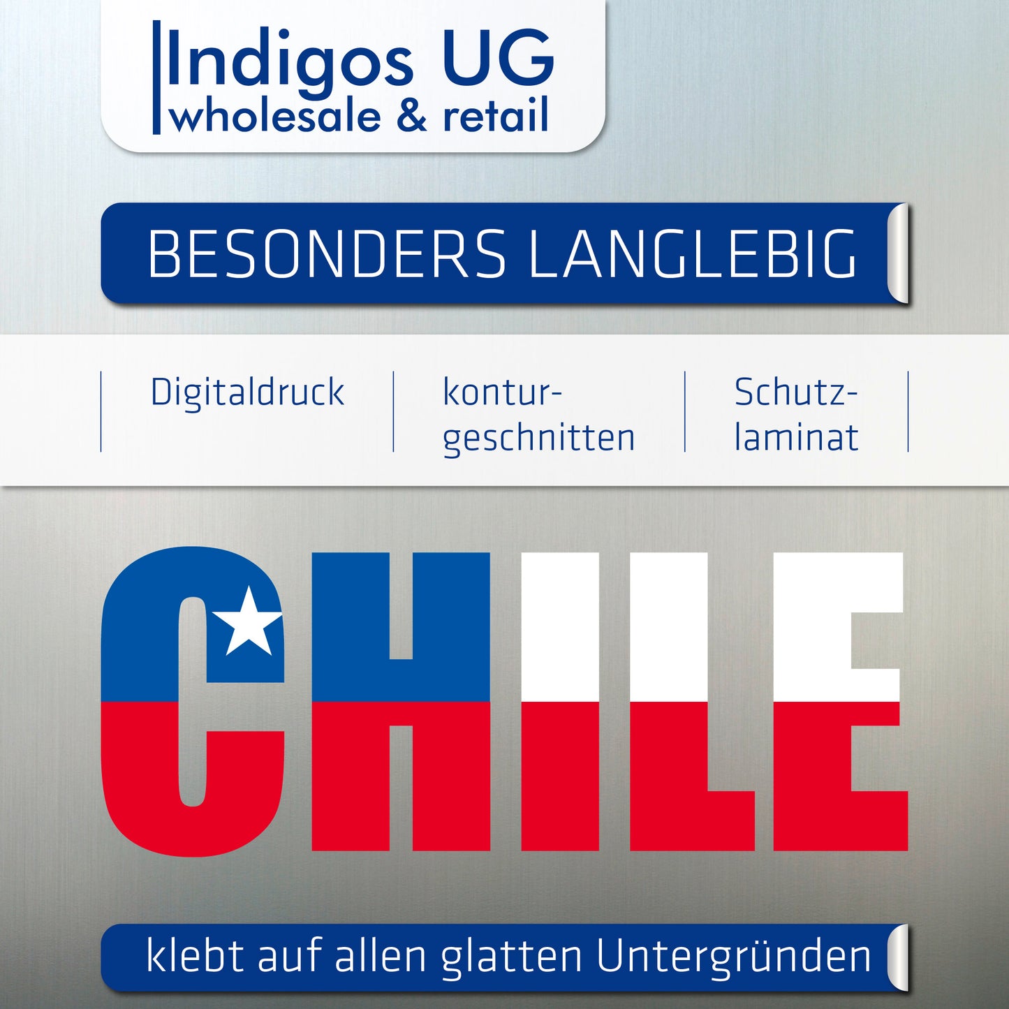 Aufkleber - Autoaufkleber - Chile - Schriftzug - Heckscheibenaufkleber