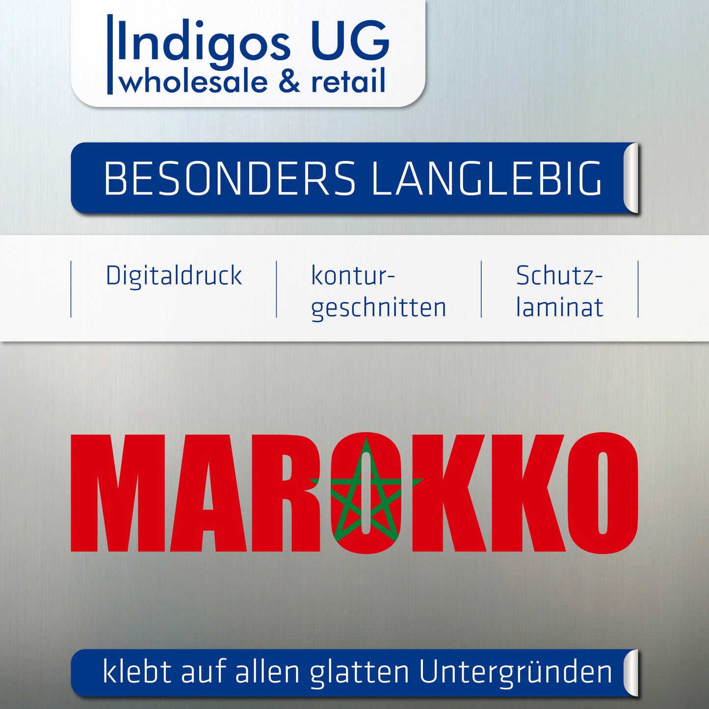 Aufkleber - Autoaufkleber - Marokko - Schriftzug - Heckscheibenaufkleber