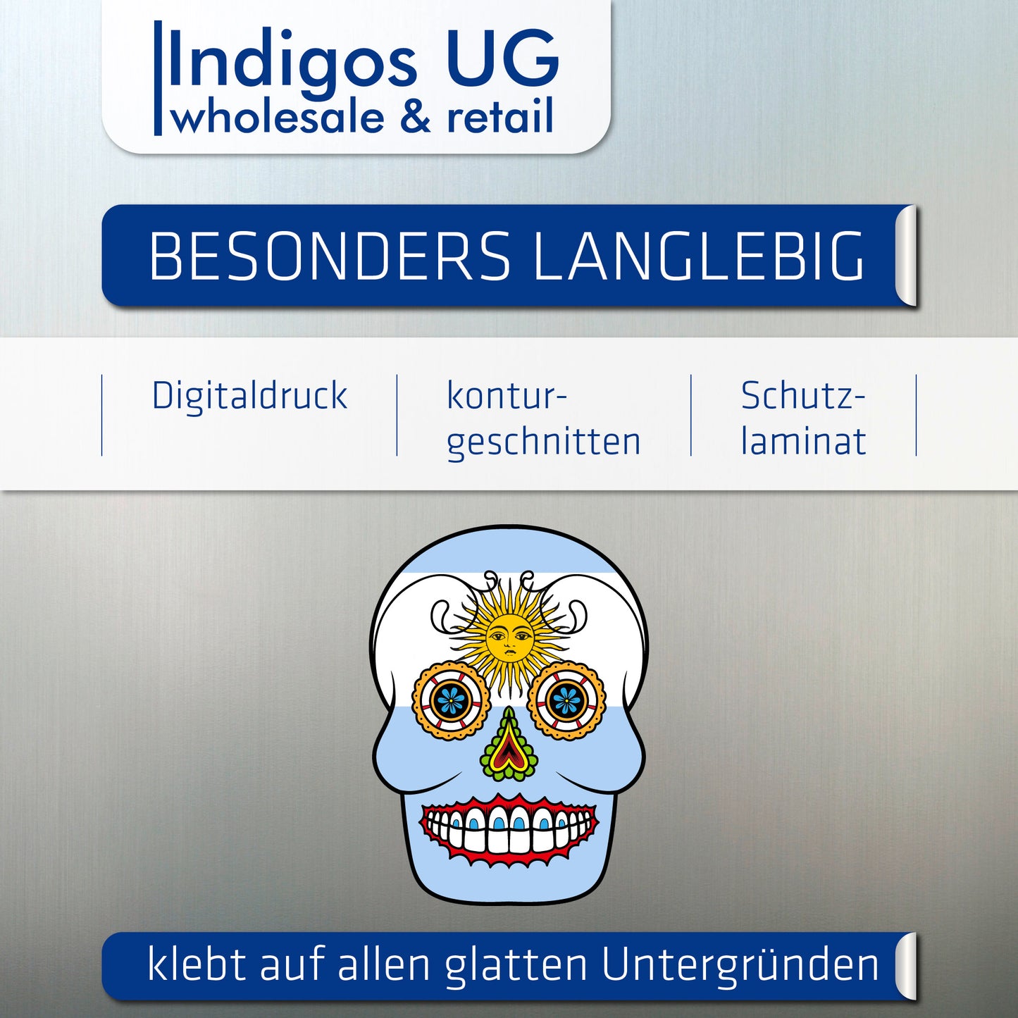 Aufkleber - Autoaufkleber - Argentinien - Skull Totenkopf - 20x27cm - Heckscheibenaufkleber