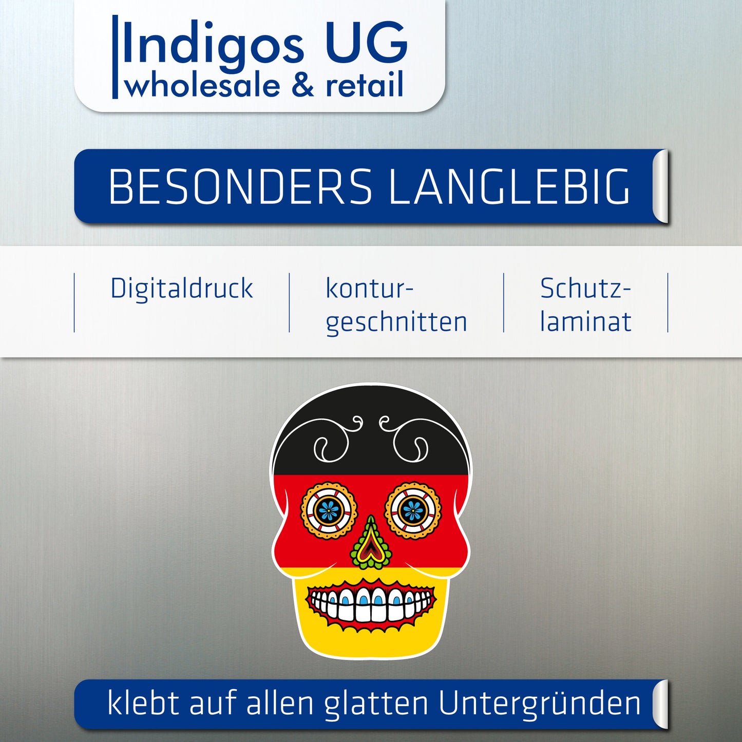 Aufkleber - Autoaufkleber - Deutschland - Skull Totenkopf - 20x27cm - Heckscheibenaufkleber