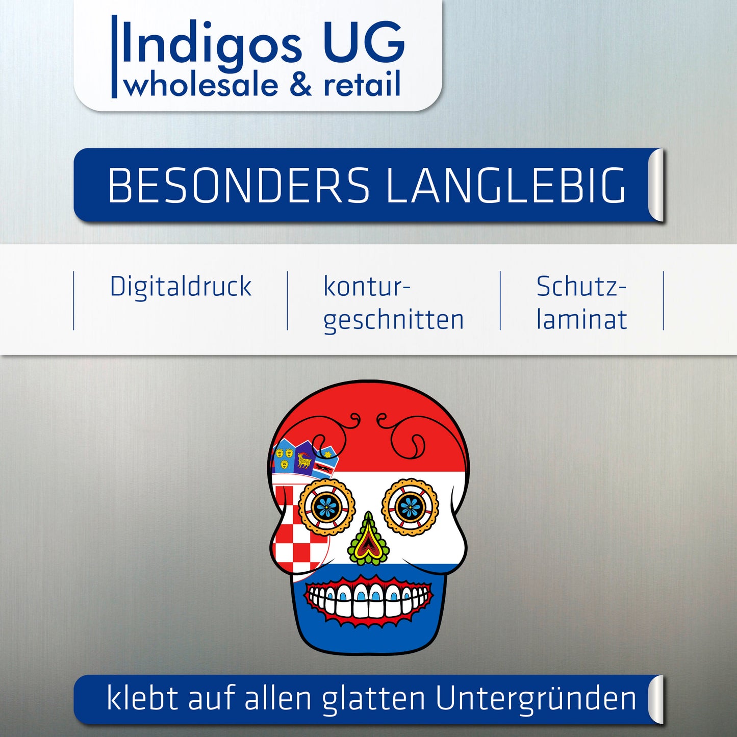 Aufkleber - Autoaufkleber - Kroatien - Skull Totenkopf - 20x27cm - Heckscheibenaufkleber