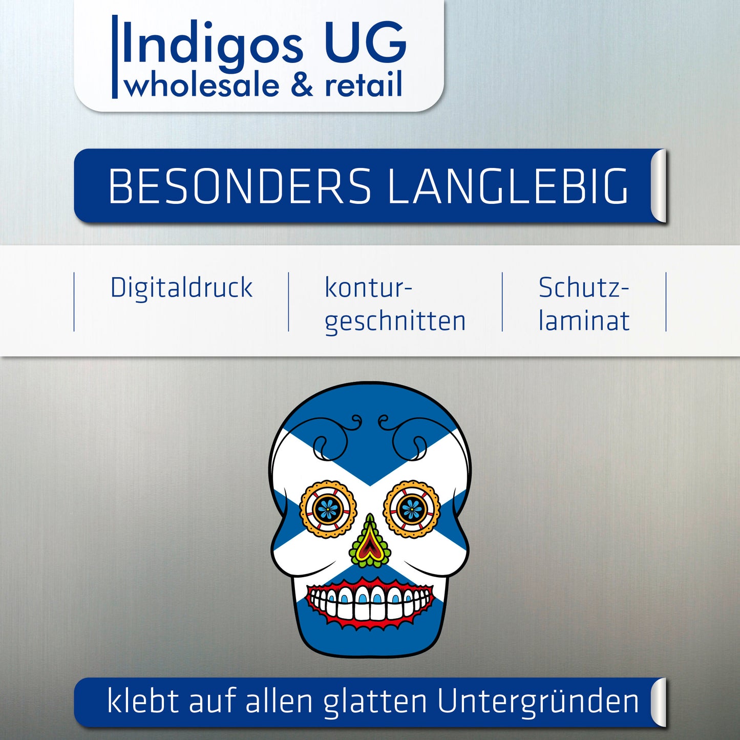 Aufkleber - Autoaufkleber - Schottland - Skull Totenkopf - 20x27cm - Heckscheibenaufkleber
