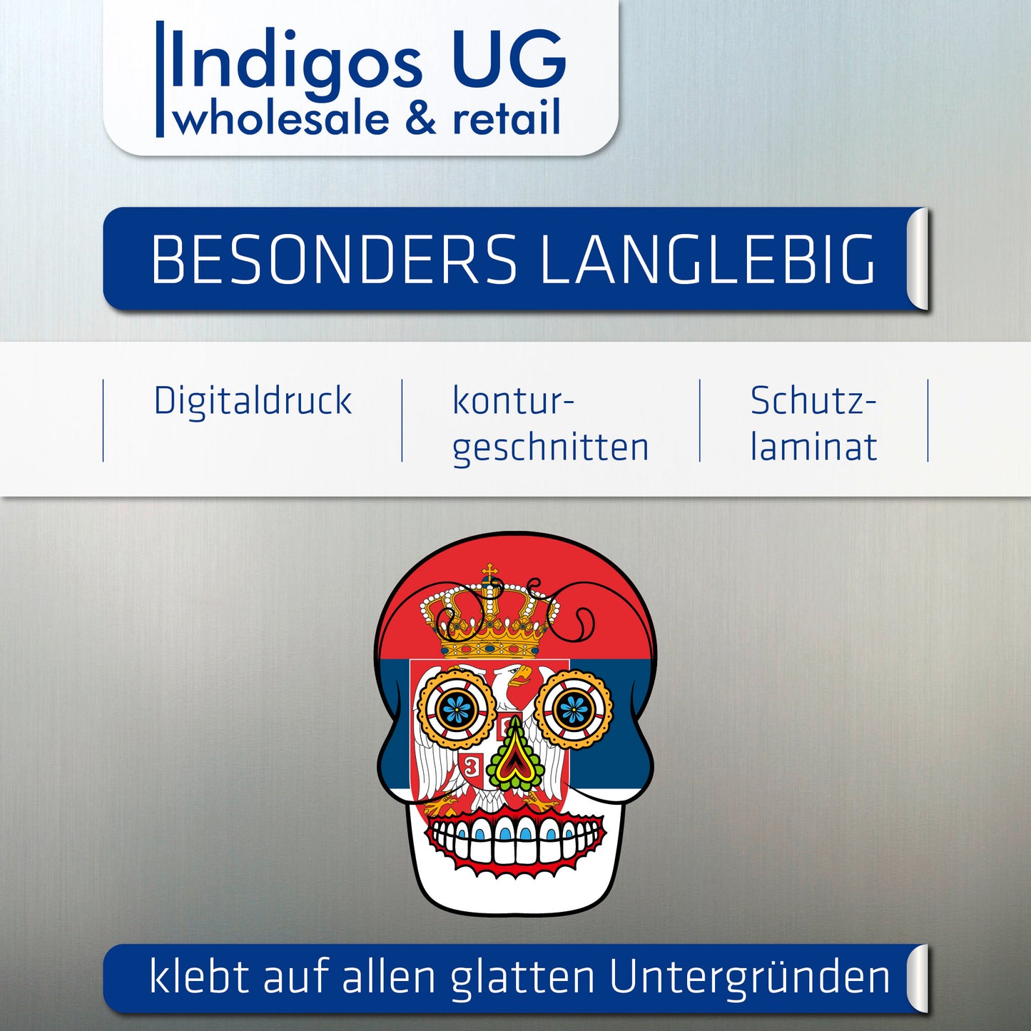 Aufkleber - Autoaufkleber - Serbien - Skull Totenkopf - 20x27cm - Heckscheibenaufkleber