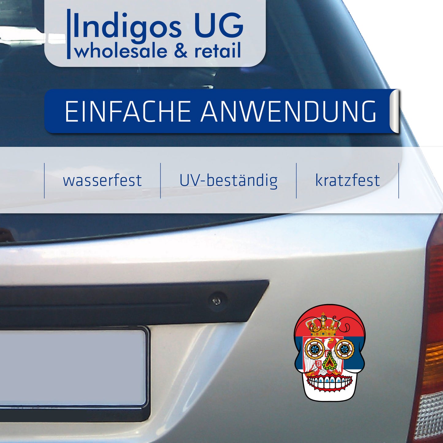 Aufkleber - Autoaufkleber - Serbien - Skull Totenkopf - 20x27cm - Heckscheibenaufkleber