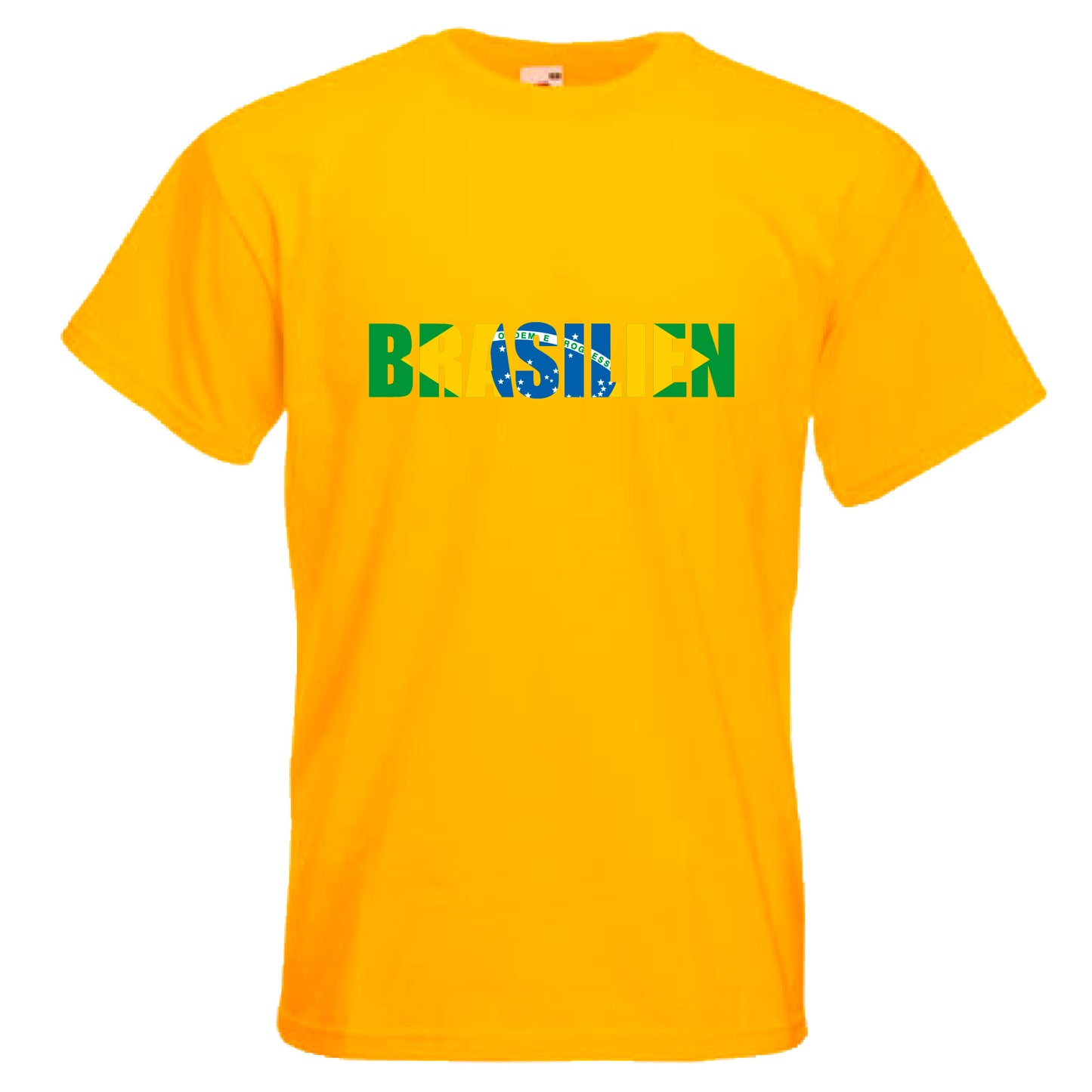INDIGOS UG - T-Shirt Herren - Brasilien - Schriftzug - Fussball