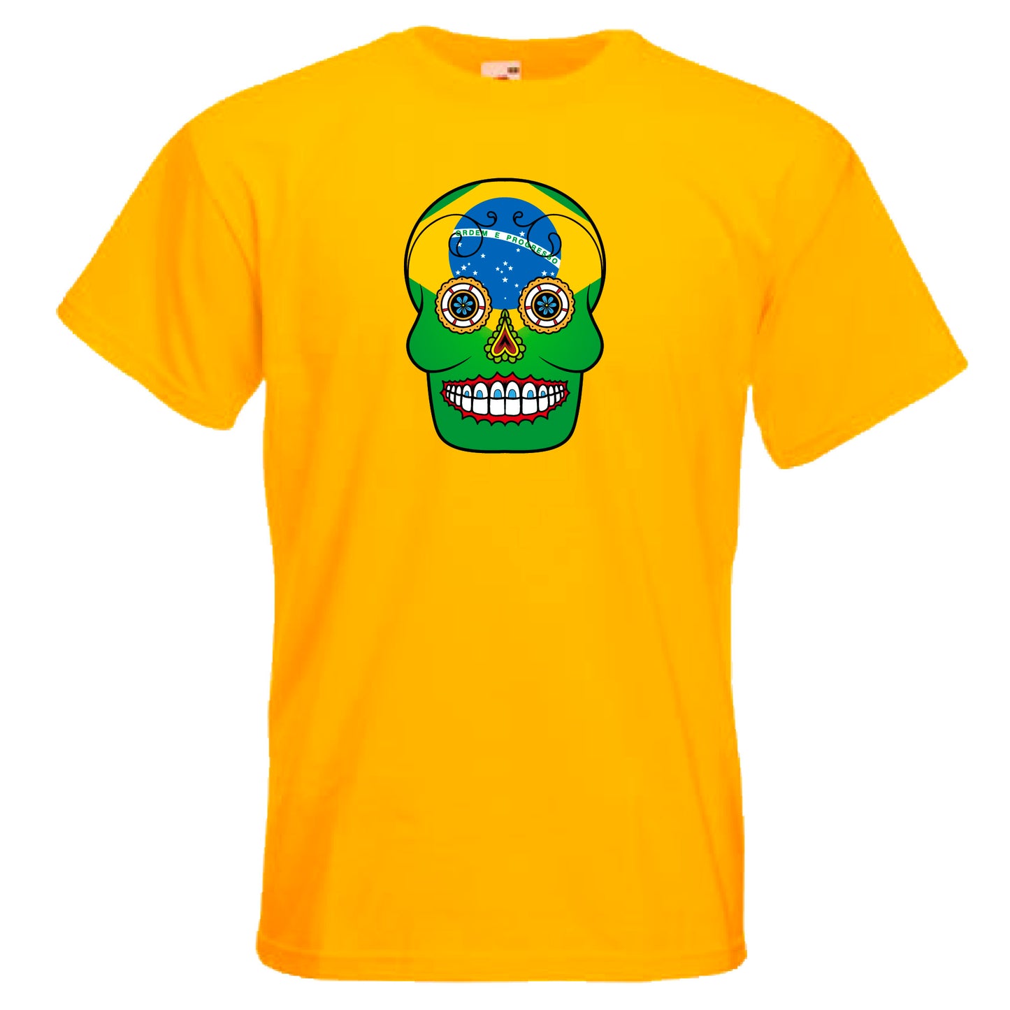 INDIGOS UG - T-Shirt Herren - Brasilien - Skull - Fussball