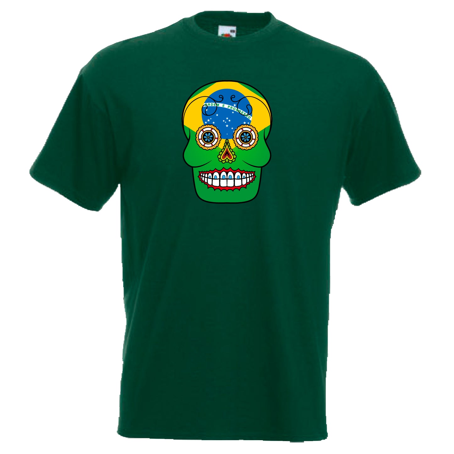 INDIGOS UG - T-Shirt Herren - Brasilien - Skull - Fussball