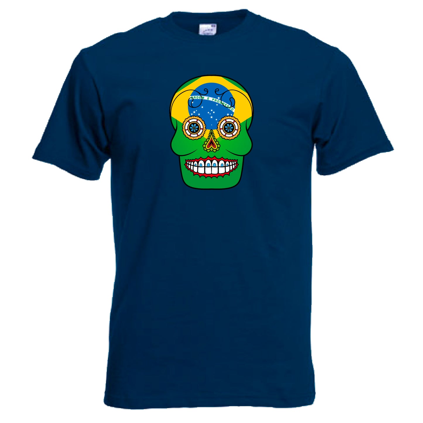 INDIGOS UG - T-Shirt Herren - Brasilien - Skull - Fussball
