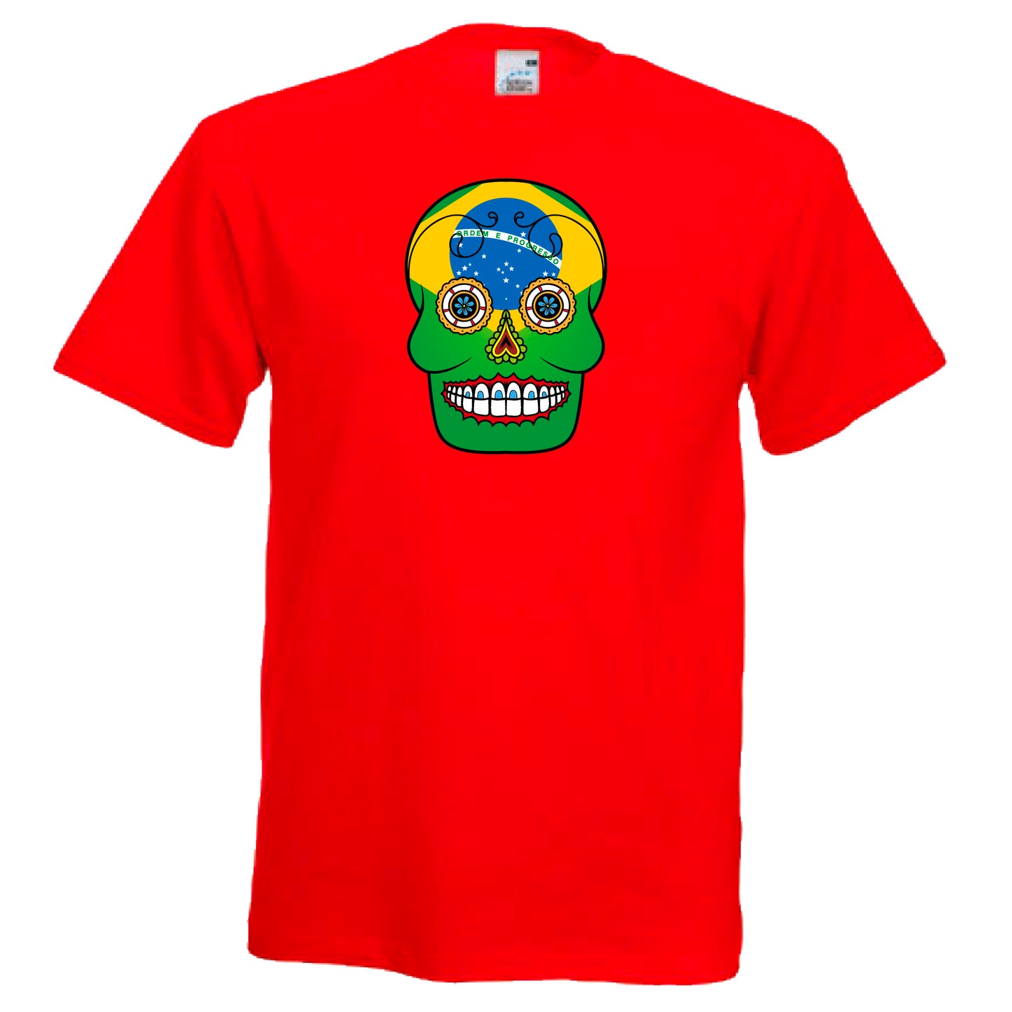 INDIGOS UG - T-Shirt Herren - Brasilien - Skull - Fussball
