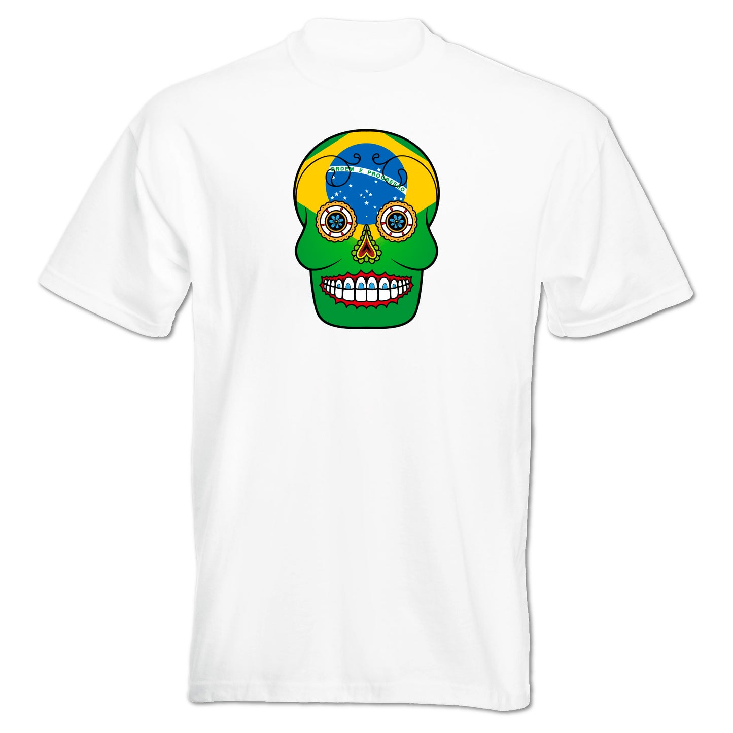 INDIGOS UG - T-Shirt Herren - Brasilien - Skull - Fussball