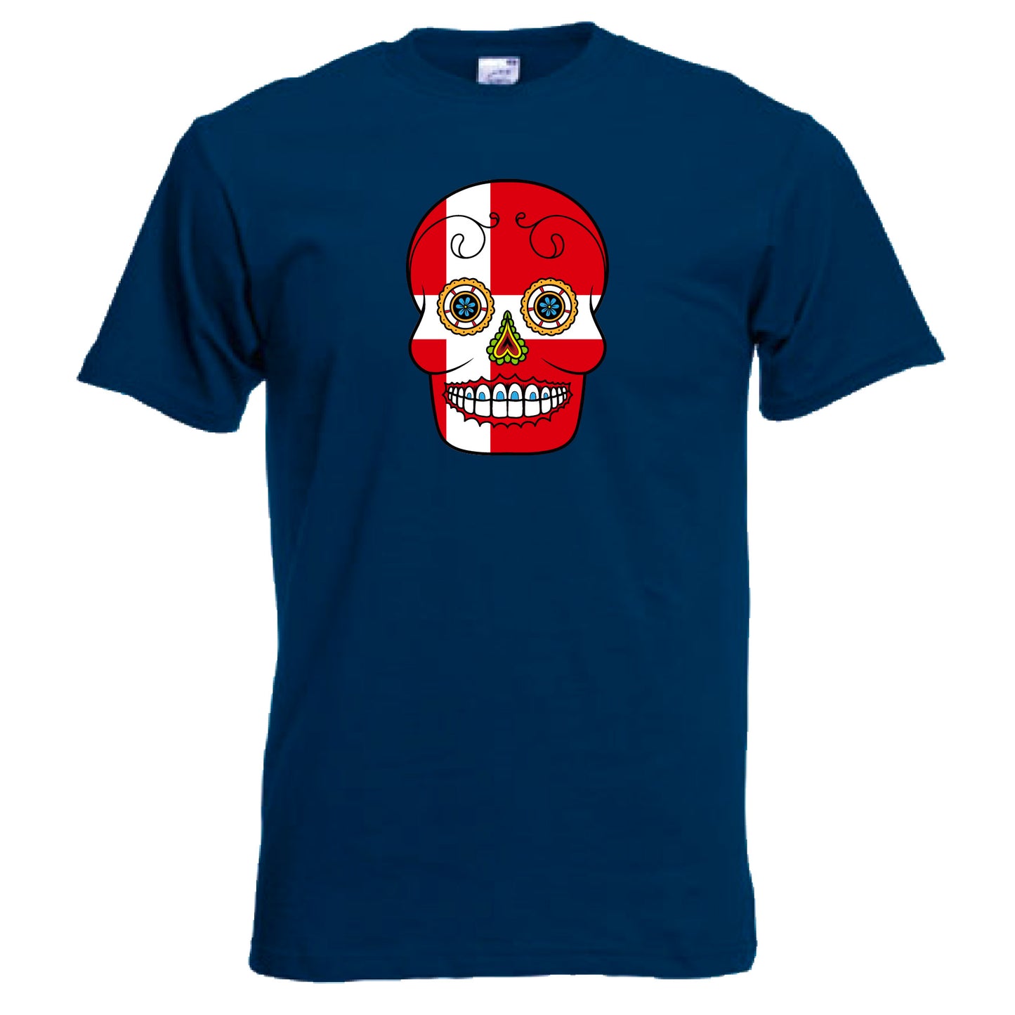 INDIGOS UG - T-Shirt Herren - Dänemark - Skull - Fussball