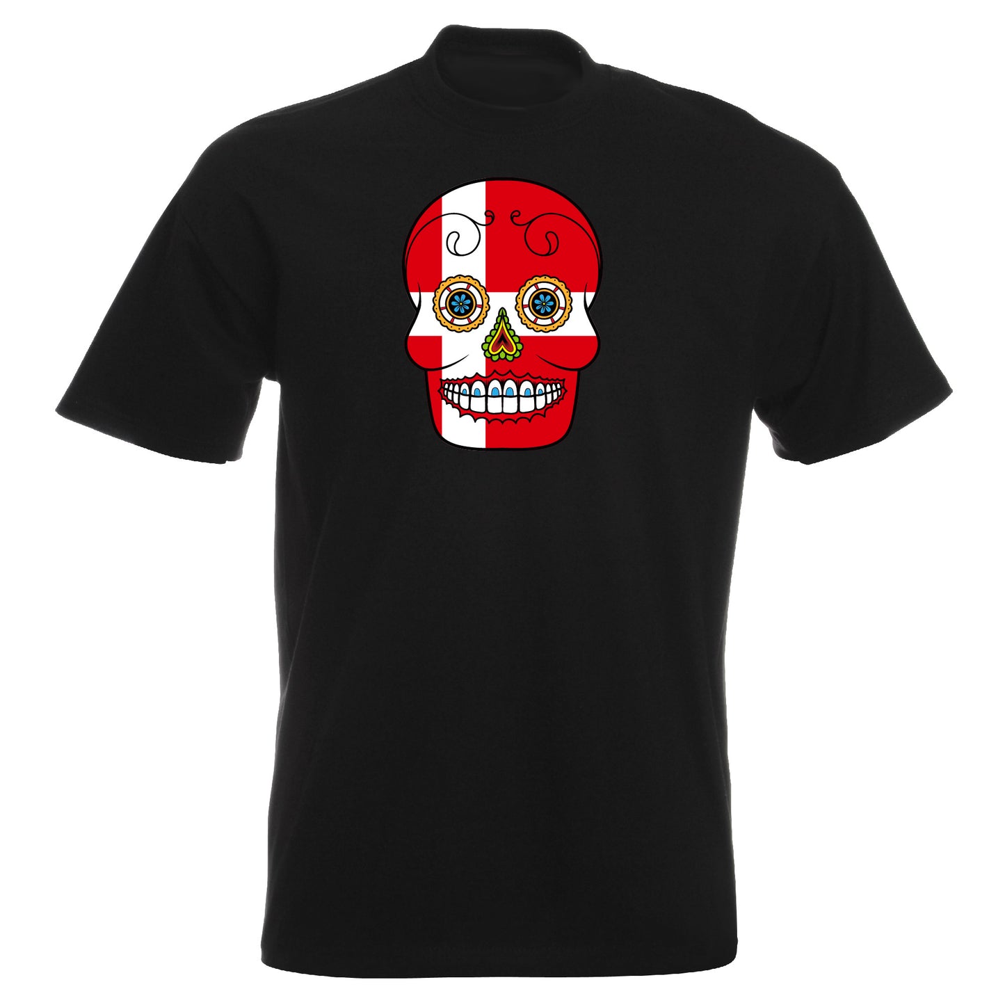 INDIGOS UG - T-Shirt Herren - Dänemark - Skull - Fussball
