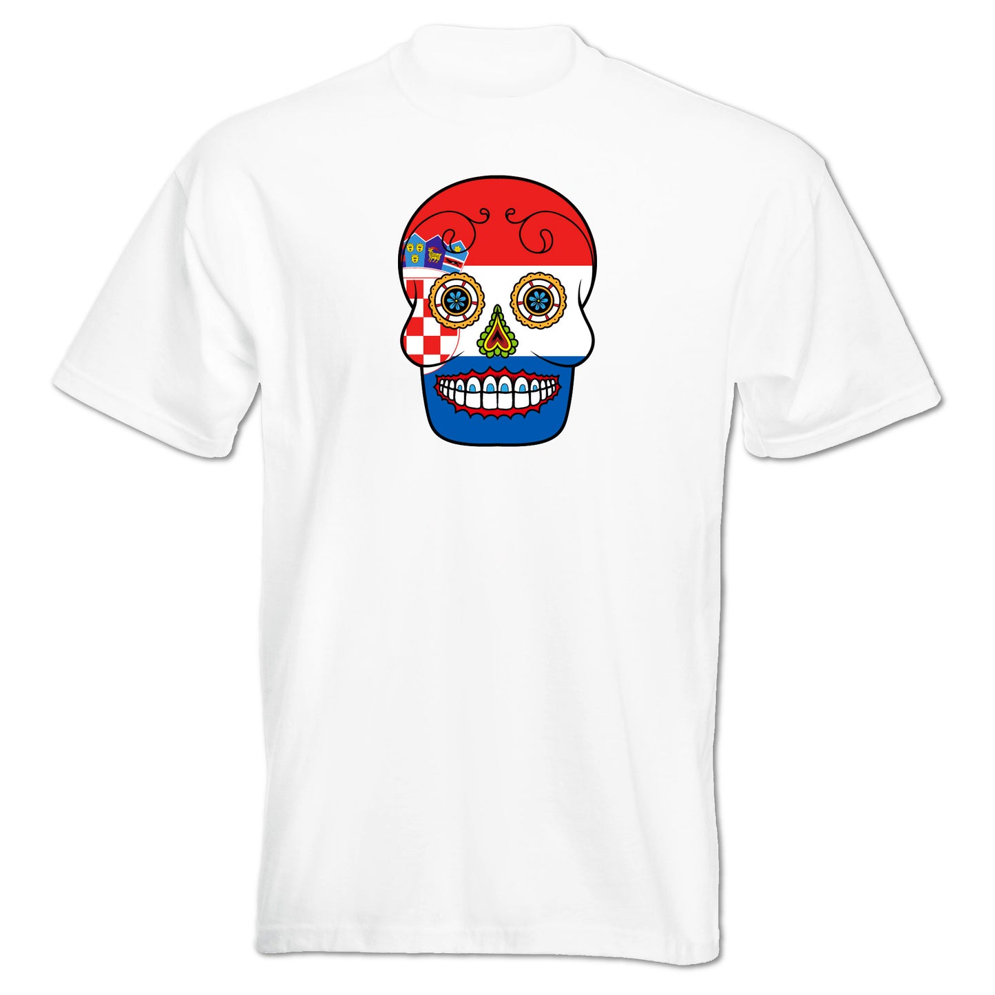 INDIGOS UG - T-Shirt Herren - Kroatien - Skull - Fussball