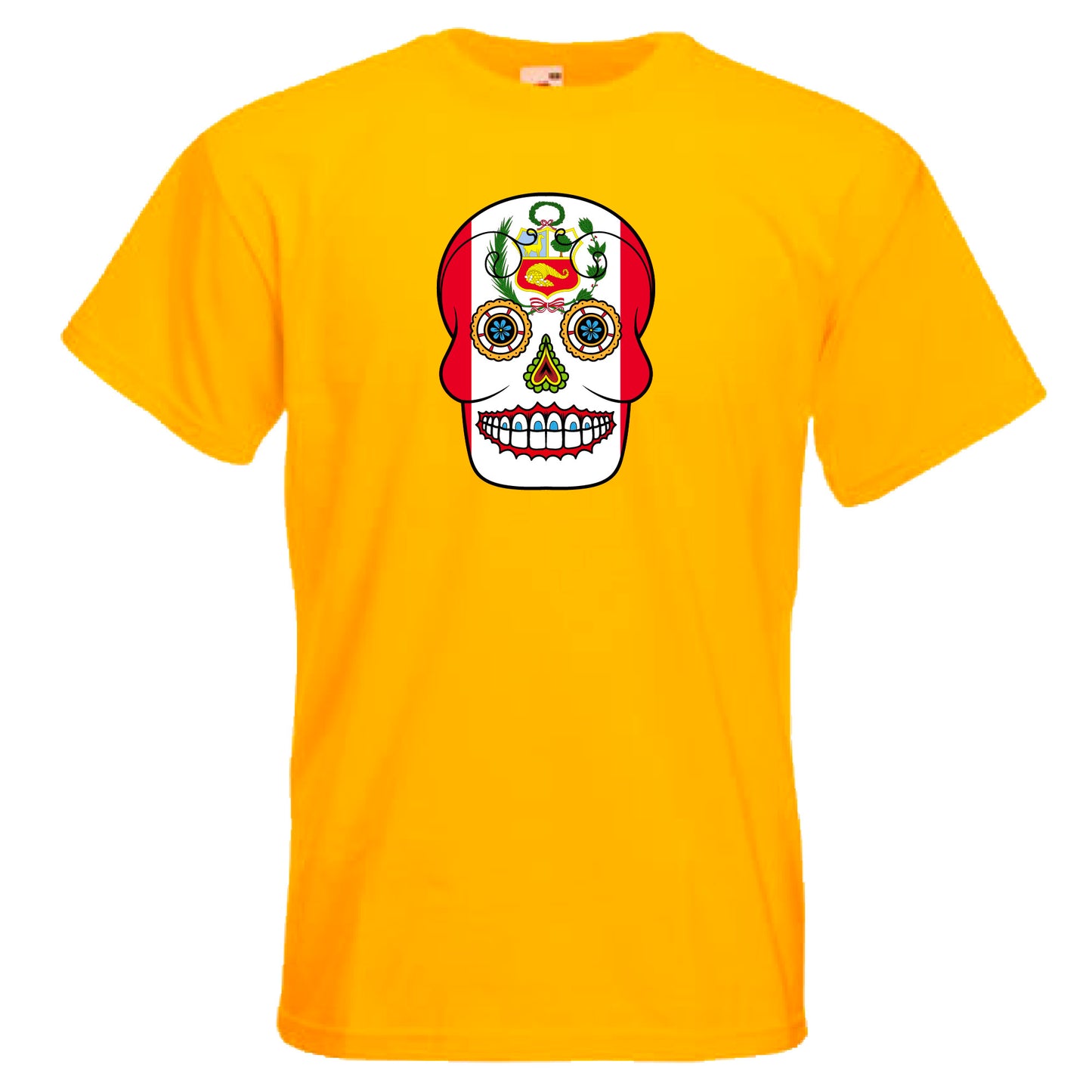 INDIGOS UG - T-Shirt Herren - Peru - Skull - Fussball