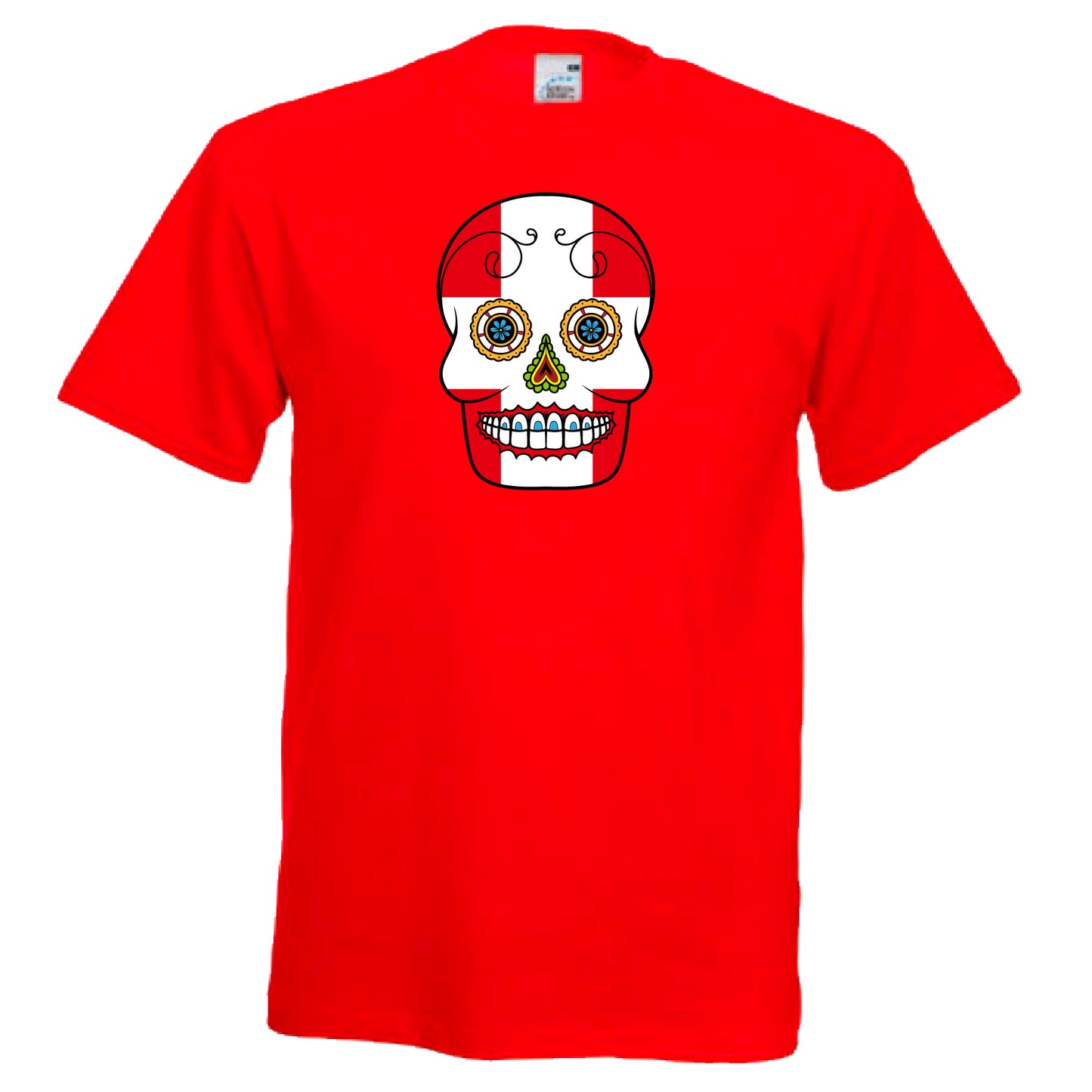 INDIGOS UG - T-Shirt Herren - Schweiz - Skull - Fussball