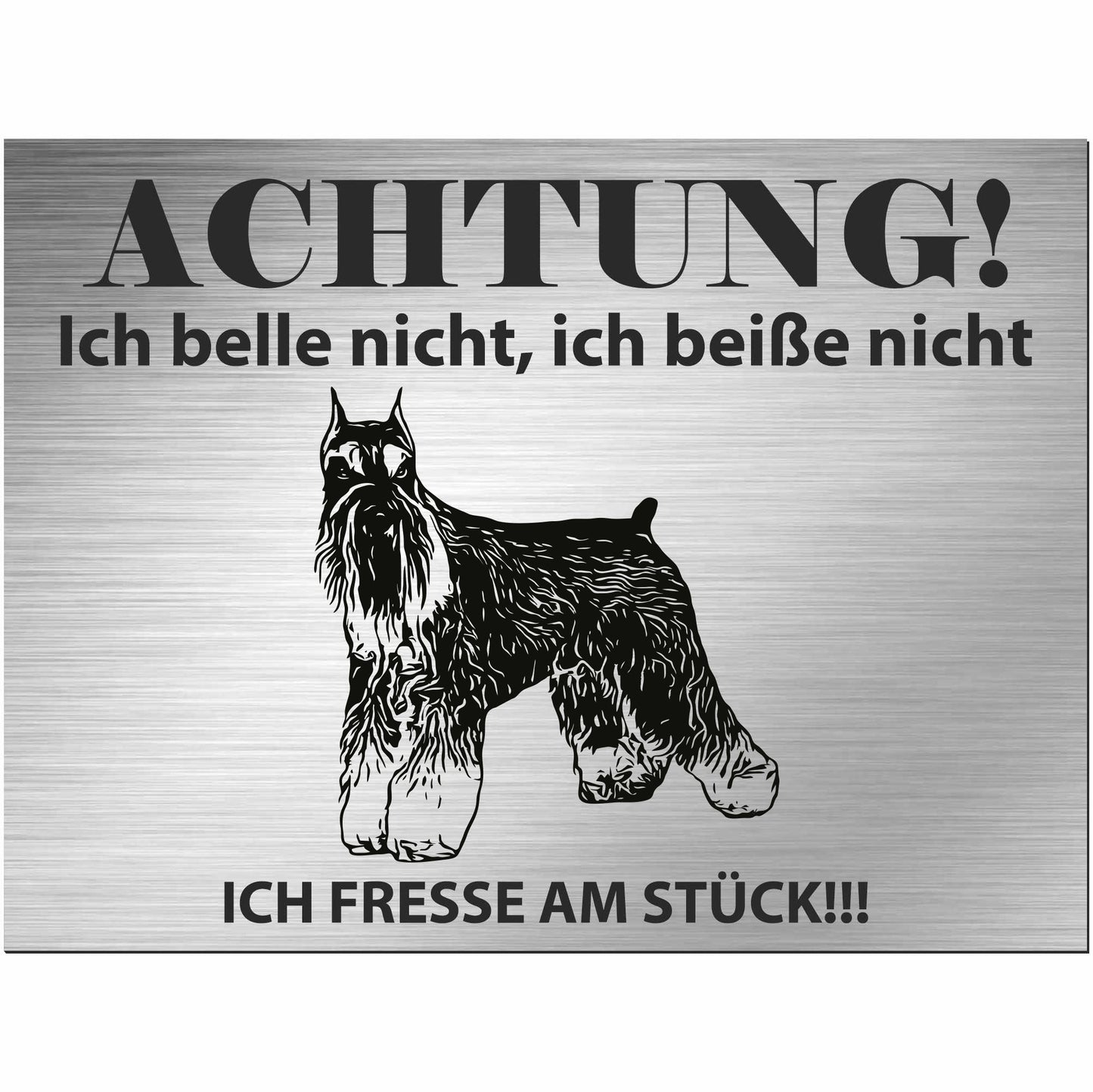 Zwergschnauzer - Schild bedruckt - Alu-Dibond Edelstahl Look