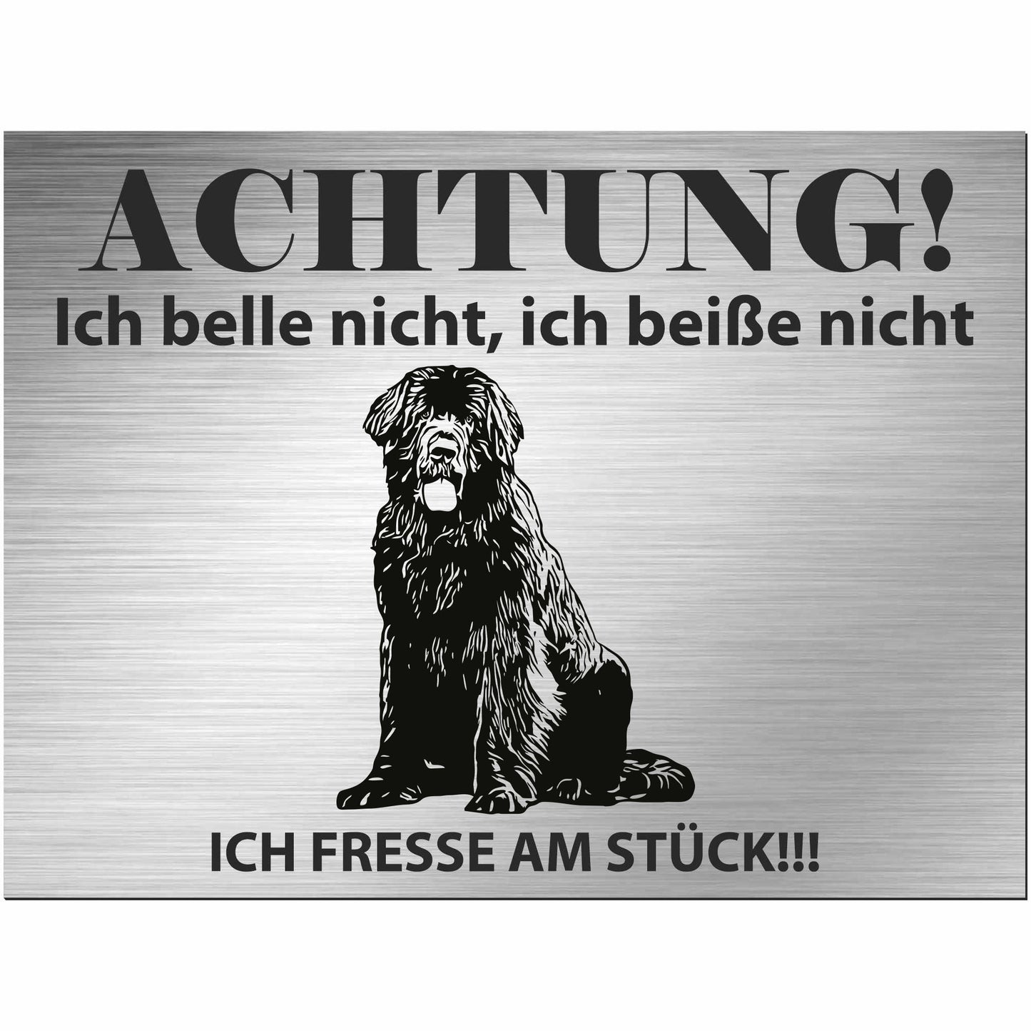 Neufundländer - Schild bedruckt - Alu-Dibond Edelstahl Look