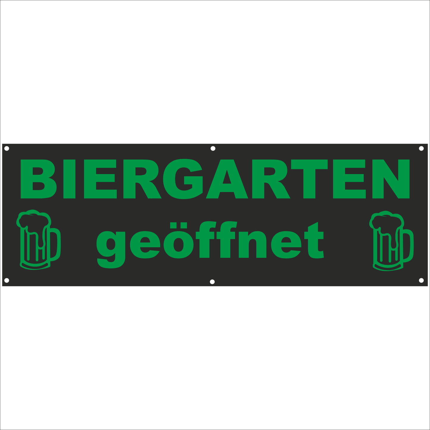 Werbeplane - Gerüstplane - p152 - rot - Biergarten geöffnet - NEU - Plane für Baustelle- Garten- Zaun oder Veranstaltung